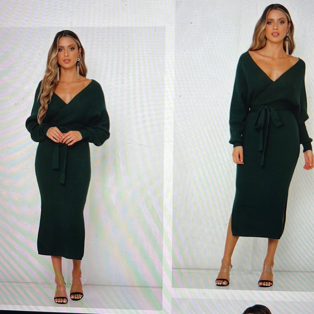 Green sweater dress